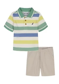 Toddler Boys 2 Piece Polo and Shorts Set