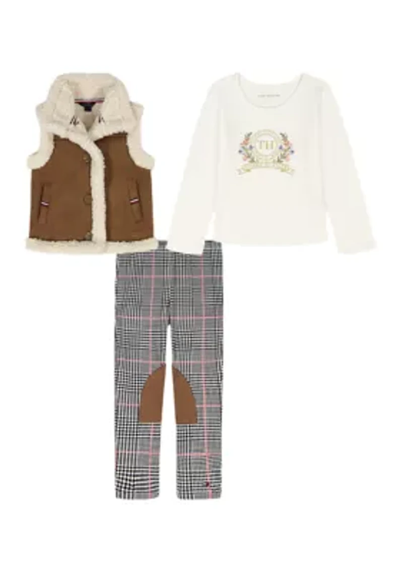 Toddler Girls 3-Piece Vest, Shirt and Pants Set