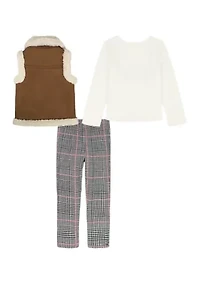 Toddler Girls 3-Piece Vest, Shirt and Pants Set