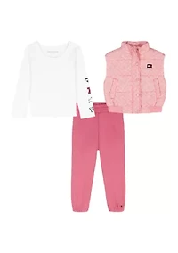 Toddler Girls 3-Piece Vest, Shirt and Pants Set