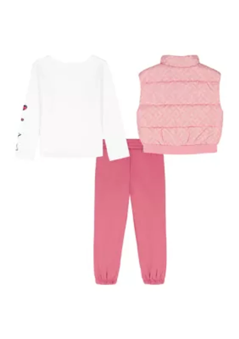 Toddler Girls 3-Piece Vest, Shirt and Pants Set