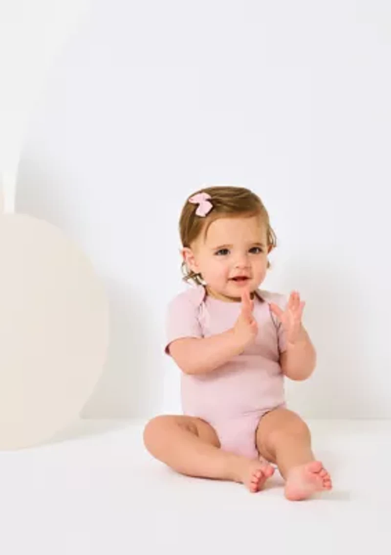 Baby Girls Short Sleeve Graphic Bodysuits - 3-Pack