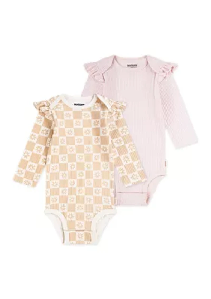 Baby Girls Ruffle Printed Bodysuits - 2-Pack