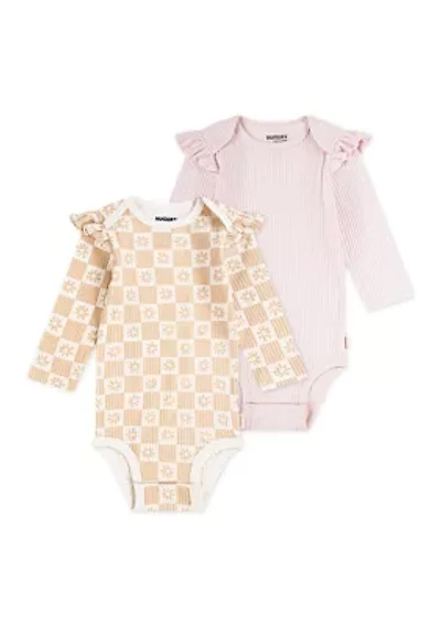 Baby Girls Ruffle Printed Bodysuits - 2-Pack
