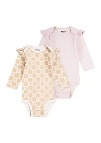 Baby Girls Ruffle Printed Bodysuits - 2-Pack