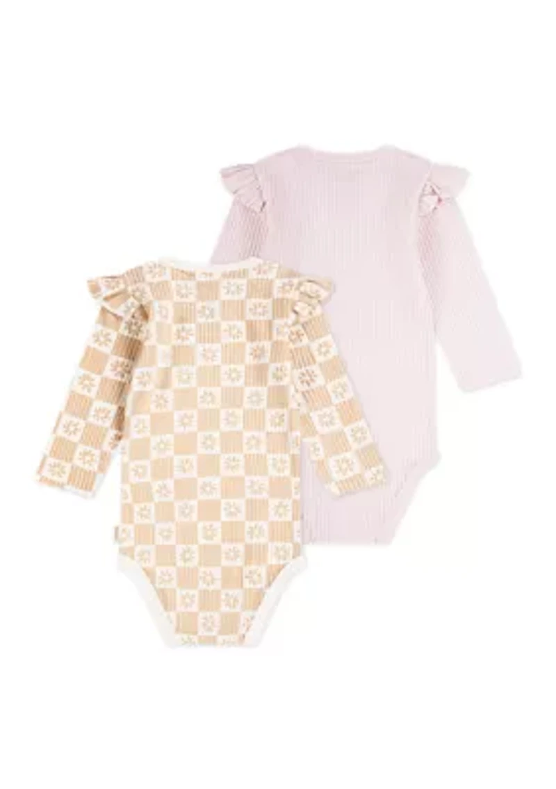 Baby Girls Ruffle Printed Bodysuits - 2-Pack