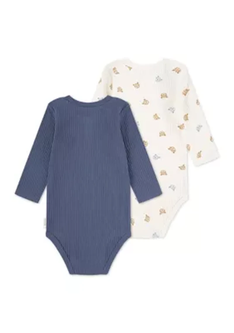 Baby Boys Long Sleeve RIbbed Bodysuits - 2-Pack