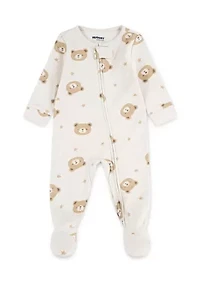Baby Boys Bear Printed Footed Coverall