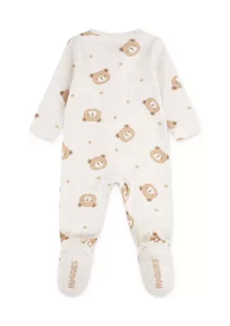 Baby Boys Bear Printed Footed Coverall