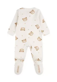 Baby Boys Bear Printed Footed Coverall