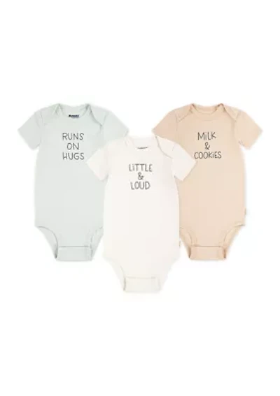 Baby Neutral Short Sleeve Graphic Bodysuits - Set of 3