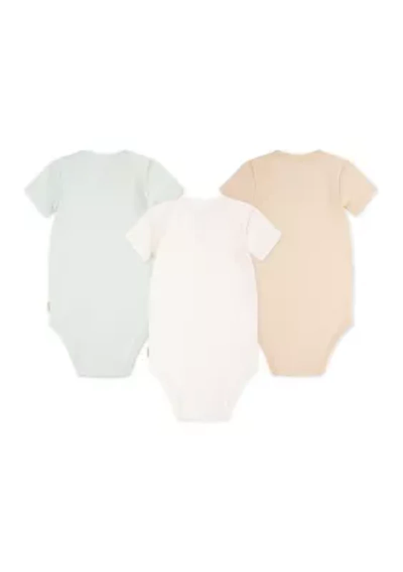 Baby Neutral Short Sleeve Graphic Bodysuits - Set of 3