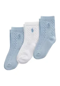 Polo Baby Cable Texture Crew Socks - 3 Pack