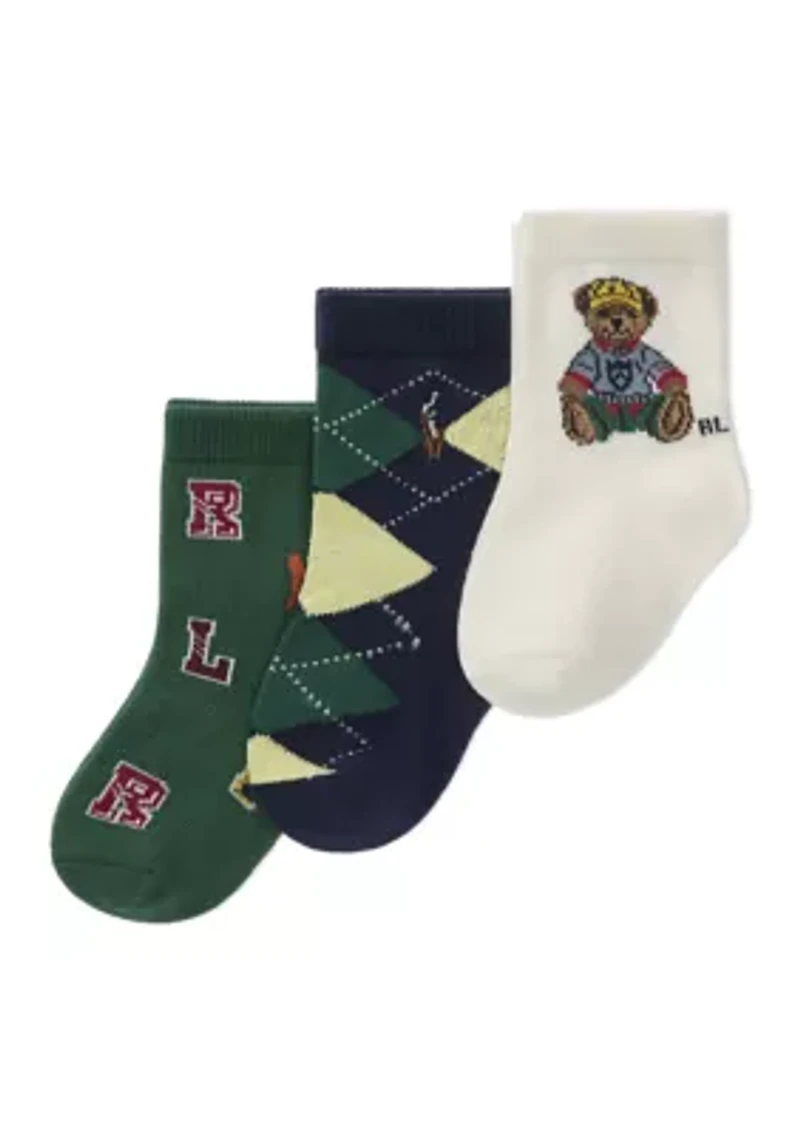 Baby Boys Bear Socks - 3 Pack