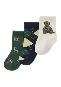 Baby Boys Bear Socks - 3 Pack