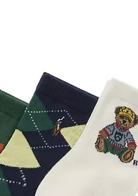 Baby Boys Bear Socks - 3 Pack