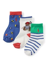 Baby Boys Sailing Bear 3 Pack Socks