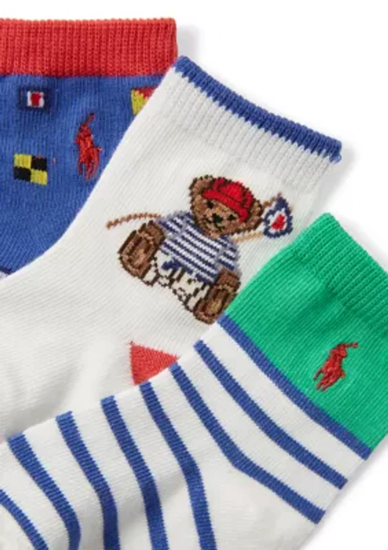 Baby Boys Sailing Bear 3 Pack Socks