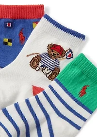 Baby Boys Sailing Bear 3 Pack Socks