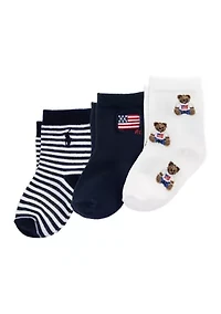 Baby Boys Americana Bear 3 Pack Socks
