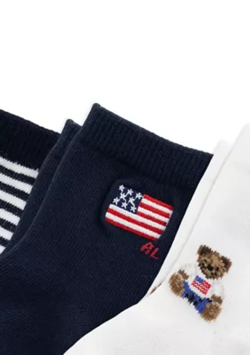 Baby Boys Americana Bear 3 Pack Socks