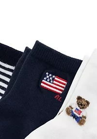 Baby Boys Americana Bear 3 Pack Socks