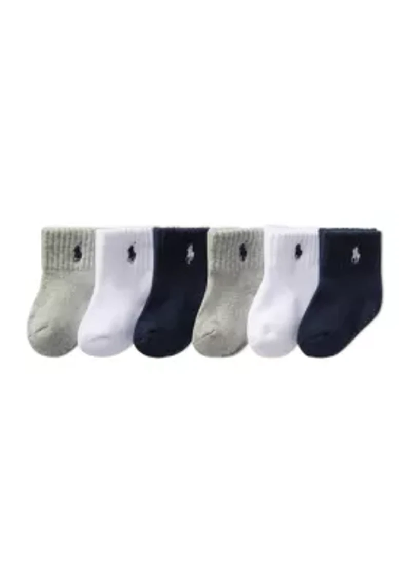 Baby Boys Sport Quarter Socks - 6 Pack