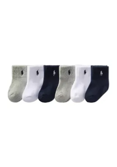 Baby Boys Sport Quarter Socks - 6 Pack