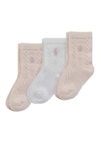 Polo Baby Cable Texture Socks - 3 Pack