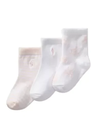 Baby Girls Tossed Bear Socks - 3 Pack