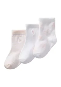 Baby Girls Tossed Bear Socks - 3 Pack