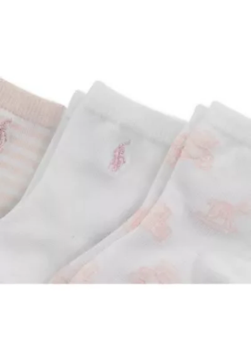 Baby Girls Tossed Bear Socks - 3 Pack