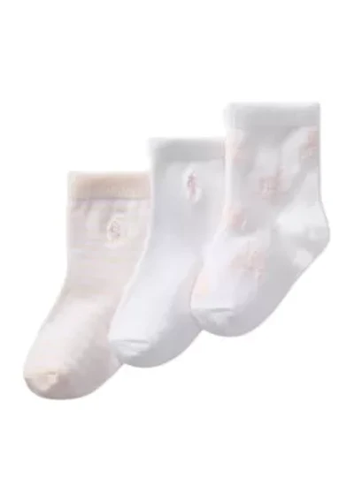 Baby Girls Tossed Bear Socks - 3 Pack