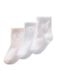Baby Girls Tossed Bear Socks - 3 Pack