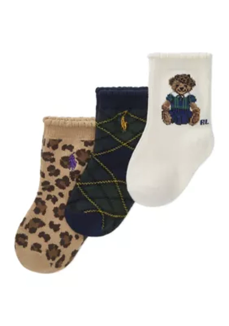 Baby Girls Bear Socks - 3 Pack