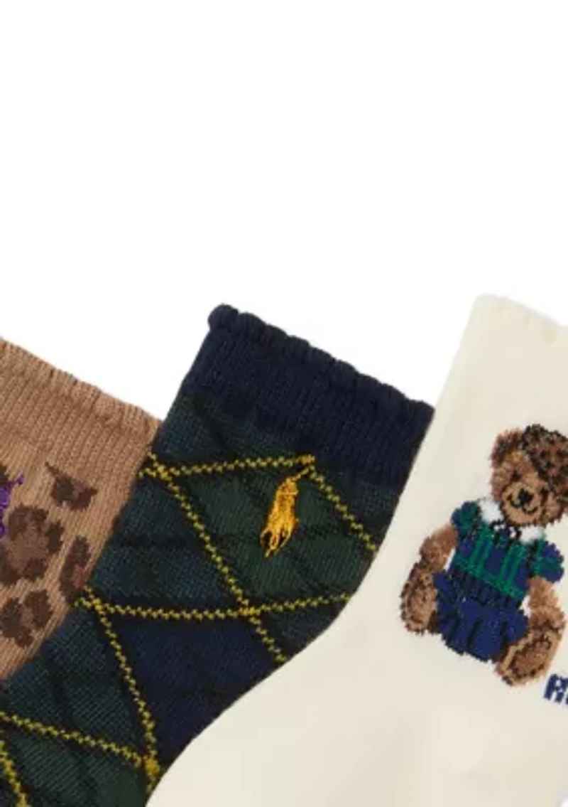 Baby Girls Bear Socks - 3 Pack