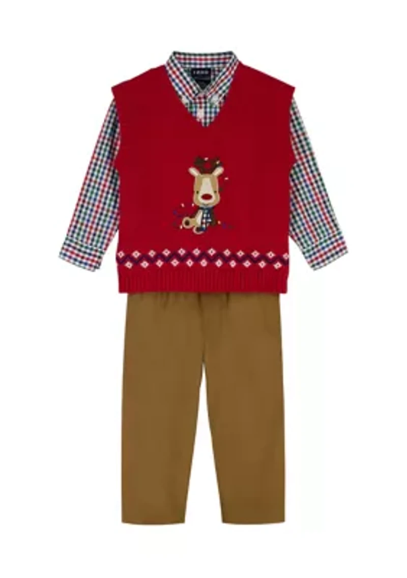 Baby Boys Holiday 3-Piece Shirt, Vest and Pant Set