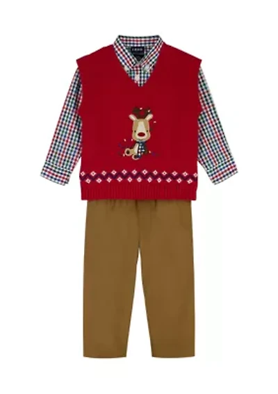 Baby Boys Holiday 3-Piece Shirt, Vest and Pant Set