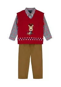 Baby Boys Holiday 3-Piece Shirt, Vest and Pant Set