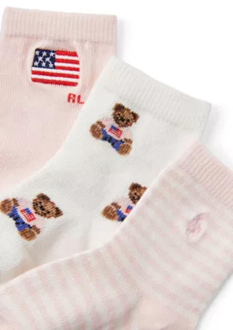 Baby Girls Americana Bear 3 Pack Sock Set