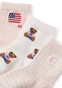 Baby Girls Americana Bear 3 Pack Sock Set
