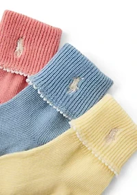 Baby Girls Fold Over Cuff 3 Pack Socks