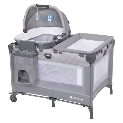 Lullaby Nursery Suite EZ-Fold Playard with Portable Rocking Lounger - Madrid Plaid