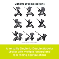 Morph Single to Double Modular Stroller - Dash Grey