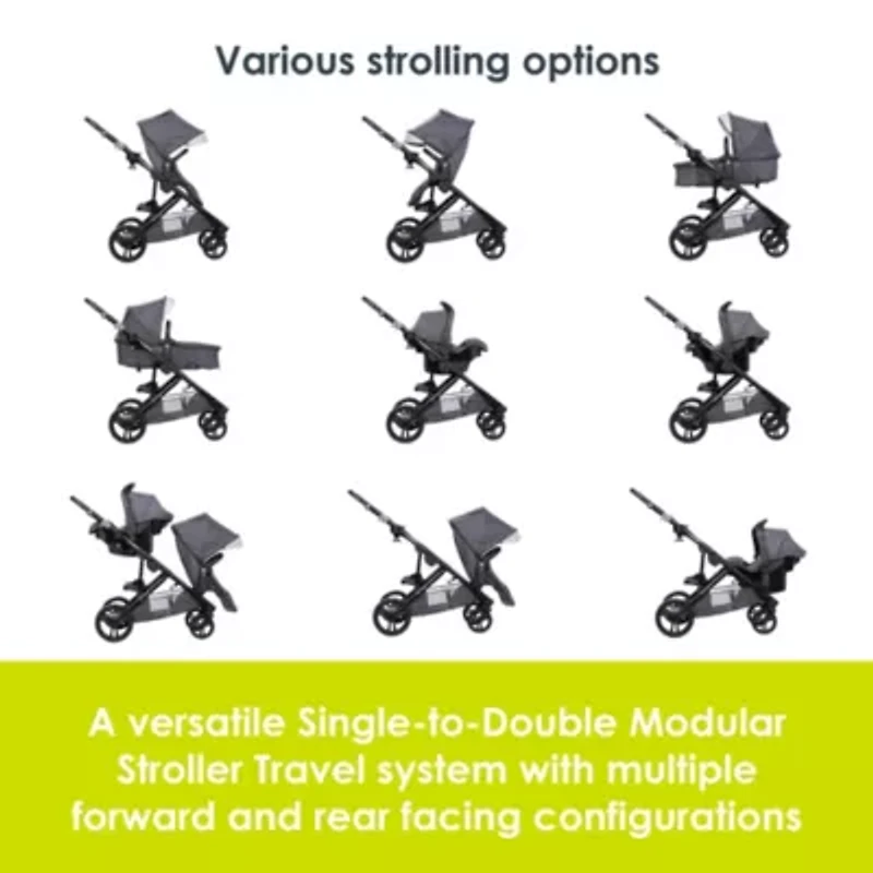 Morph Single to Double Modular Travel System - Dash Grey