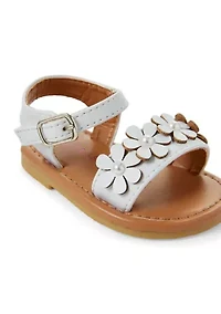 Flower Appliqué Strappy Sandals