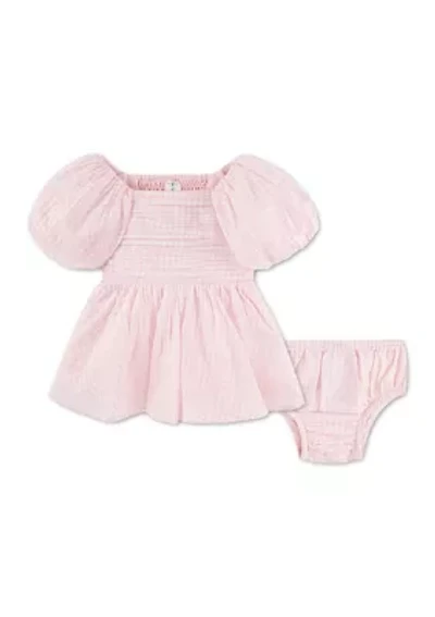 baby emerson gauze puff sleeve dress