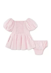 baby emerson gauze puff sleeve dress