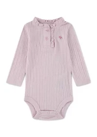 Baby Girls Ruffle Henley Long Sleeve Bodysuit