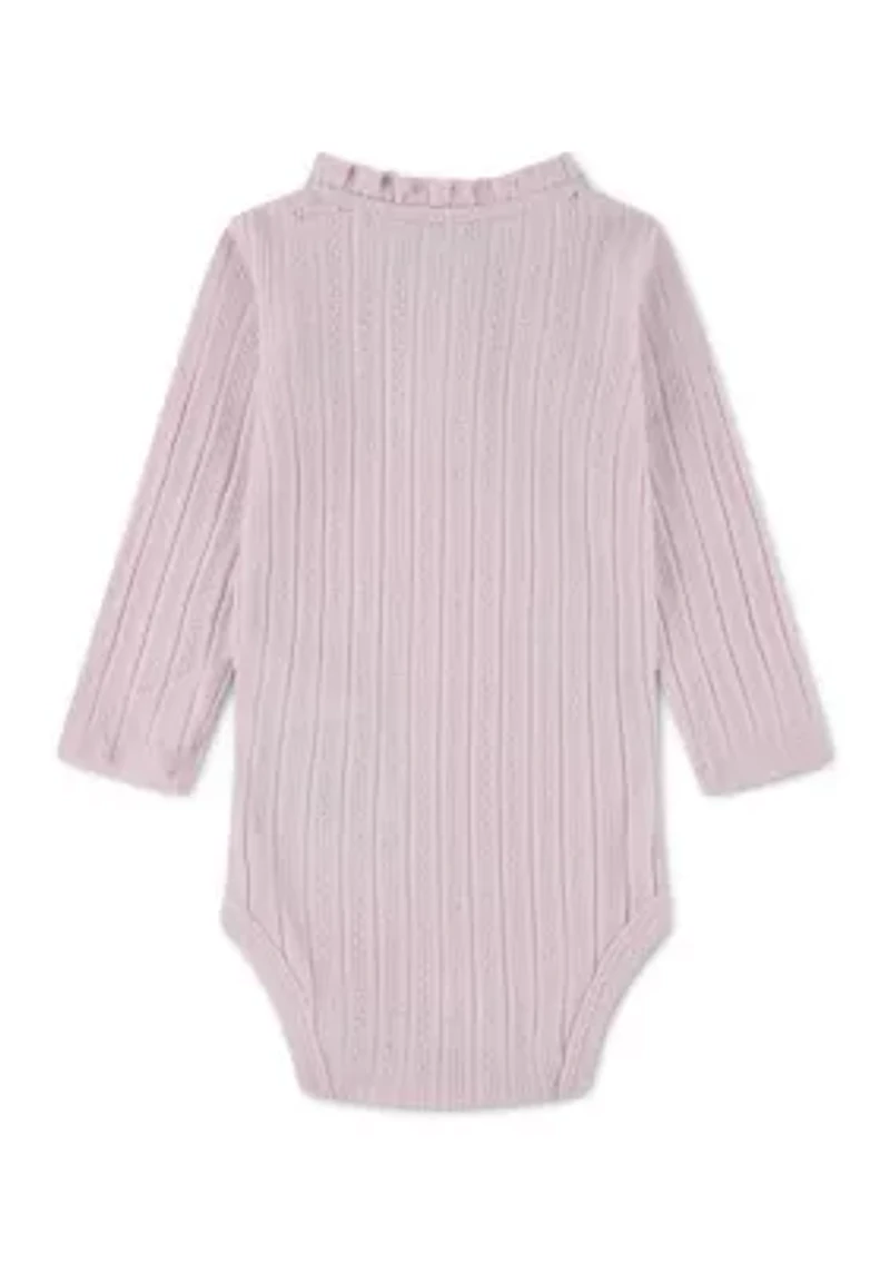 Baby Girls Ruffle Henley Long Sleeve Bodysuit